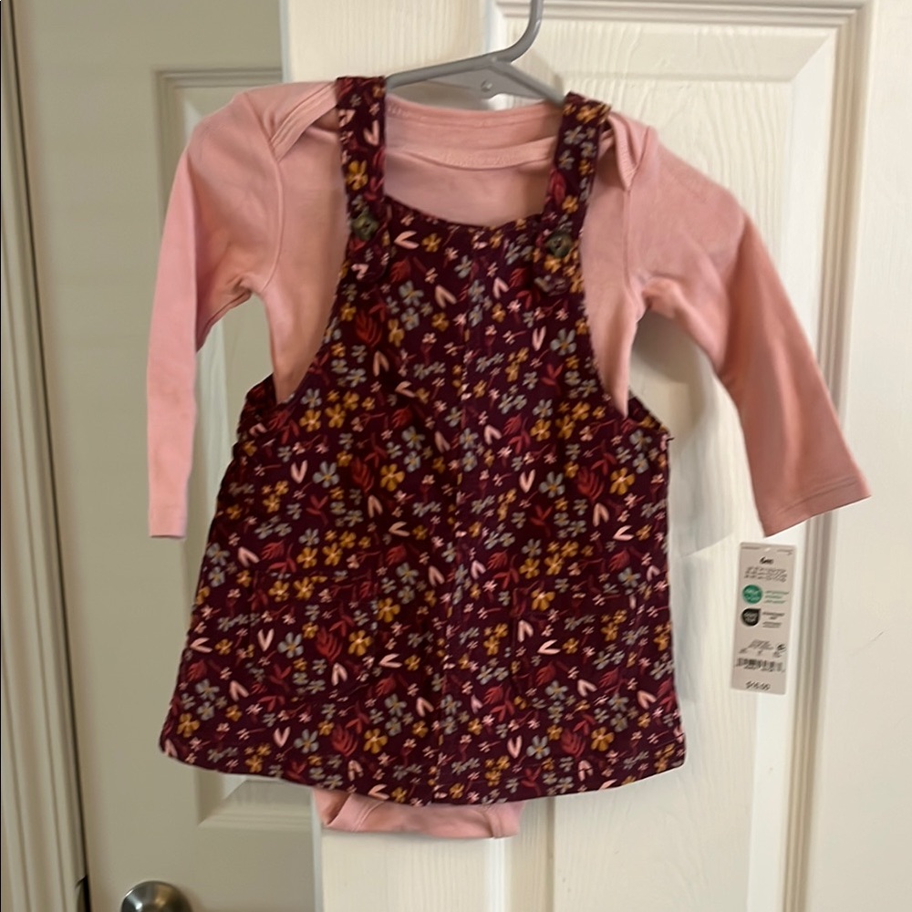 NWT Carter’s Floral Dress with Pink Long Sleeve Onsie